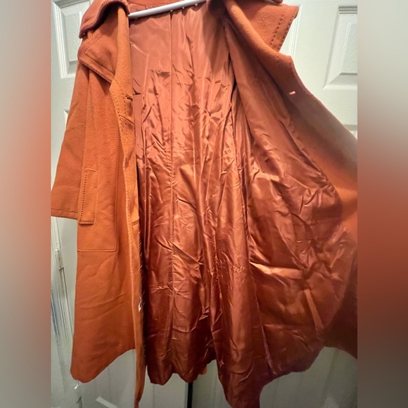Vintage Burnt Orange Double Breasted Long Retro Wool Fit and Flare Peacoat - Picture 5 of 11
